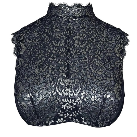 Victorias Secret Dream Angels • Blue Silver Metallic High Neck Lace Unlined Demi - Picture 2 of 4